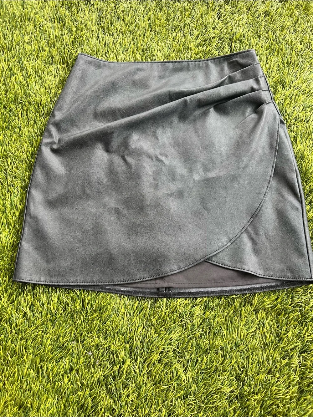 Abercrombie & Fitch Black Faux Leather Wrap Mini Skirt